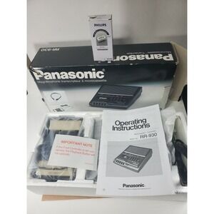 Panasonic RR-930 Microcassette Transcriber With pedal + 9 Philips Mini Cassettes